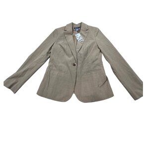 George Blazer Womens 6 Brown Sienna Plaid One Button Career Jacket Mark Eisen